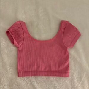 American Eagle Outfitters Pink Ribbed Crop Top
